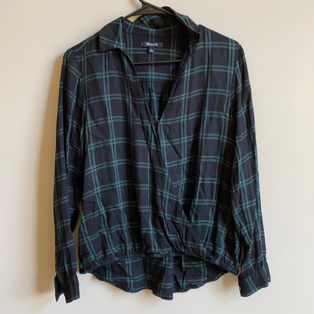Madewell plaid wrap blouse